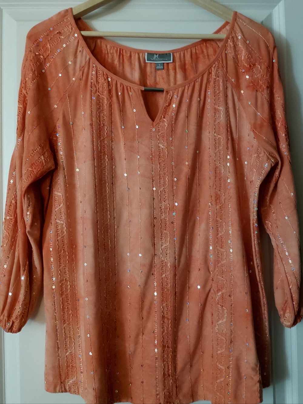 JM Collection Coral Sequin Tunic Top